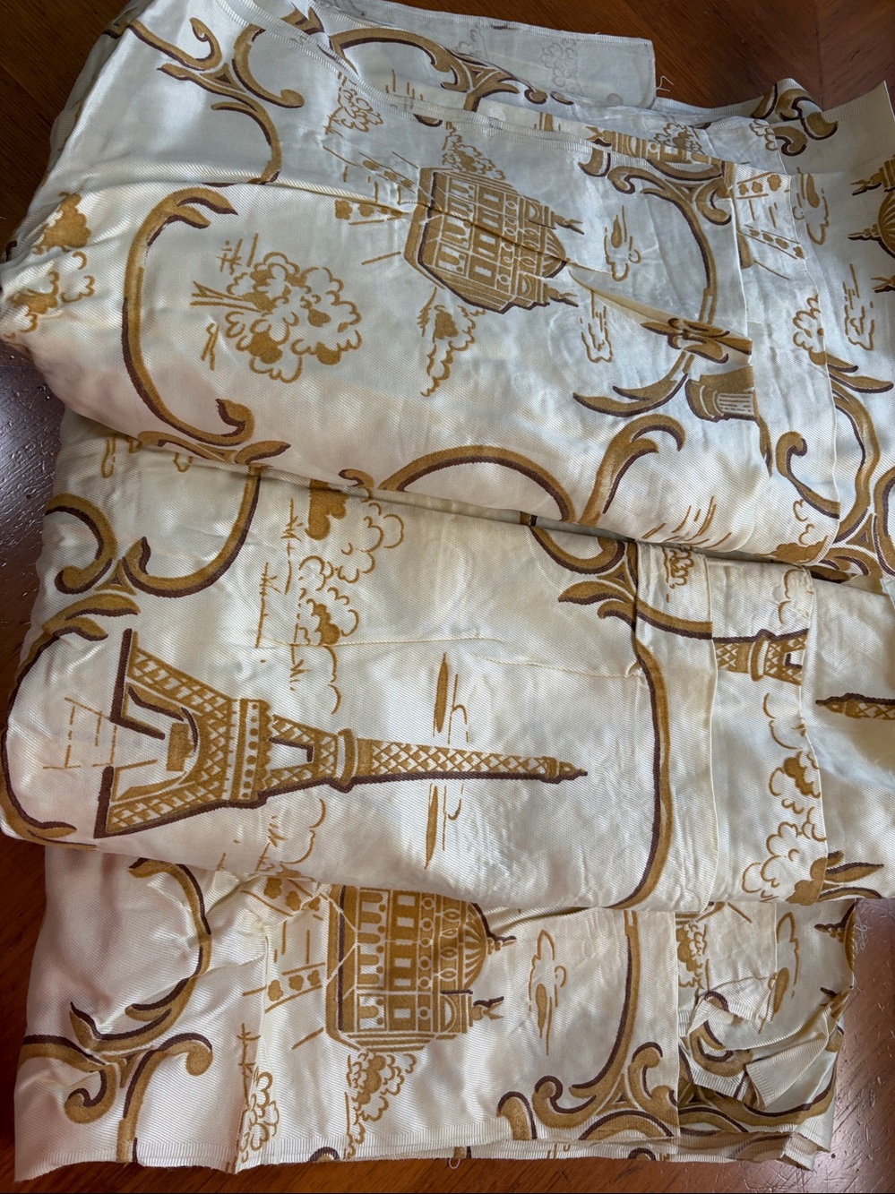 Fabric 53” x 348” Parisian Satin-Look Curtain & Decor Fabric